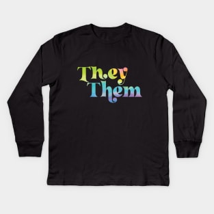 They Them Pronouns Kids Long Sleeve T-Shirt